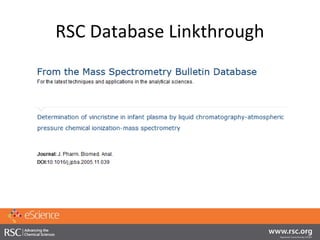 RSC Database Linkthrough
 