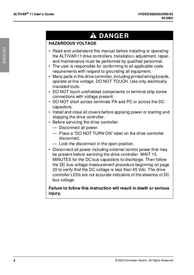 Ac drive altivar 11 user manual