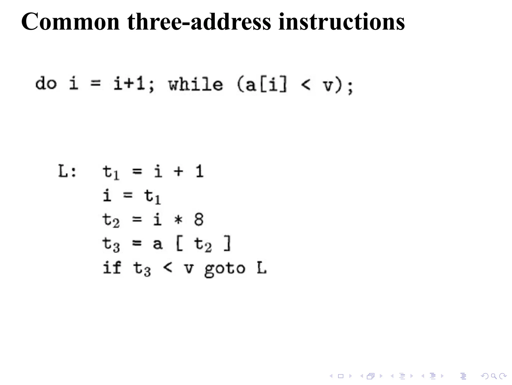 Common three-address instructions
 