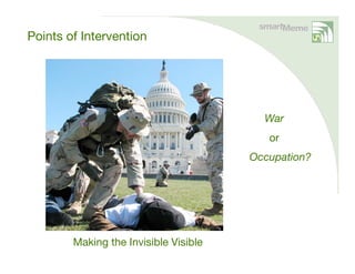 Points of Intervention




                                         War
                                          or
                                       Occupation?




        Making the Invisible Visible
 
