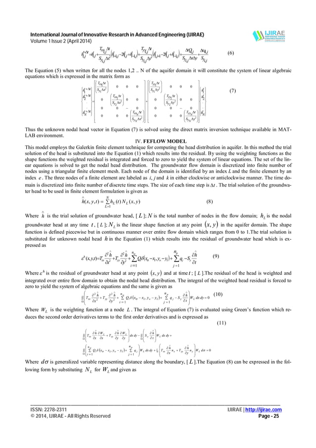 Comparison of Explicit Finite Difference Model and Galerkin Finite ...