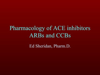Pharmacology of ACE inhibitors ARBs and CCBs Ed Sheridan, Pharm.D. 