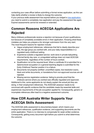 Comprehensive Guide to ACECQA Skills Assessment for Childcare Migration ...