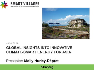 e4sv.org
GLOBAL INSIGHTS INTO INNOVATIVE
CLIMATE-SMART ENERGY FOR ASIA
June 2017
Presenter: Molly Hurley-Dépret
 