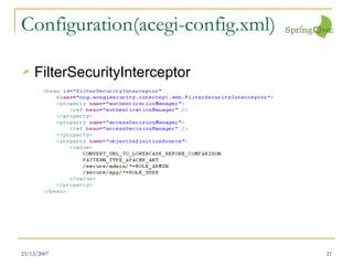 Configuration(acegi-config.xml) FilterSecurityInterceptor 