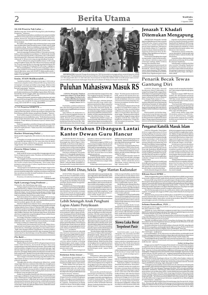 Waspada Aceh 1 Agustus 2009