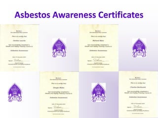 Asbestos Awareness Certificates