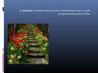 A aceitação é detentora de um poder transformador que só quem
                                 já experimentou pode avaliar.
 