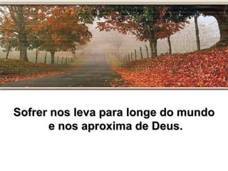 Sofrer nos leva para longe do mundo
      e nos aproxima de Deus.
 