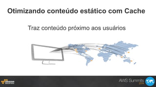 Otimizando conteúdo estático com Cache
Traz conteúdo próximo aos usuários
 