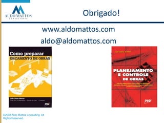 Estudo de caso – custo diretoPrazo decorrente do planejamento = 15 meses©2008 Aldo Mattos Consulting. All Rights Reserved.