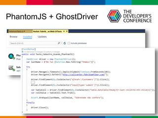 Globalcode – Open4education
PhantomJS + GhostDriver
 
