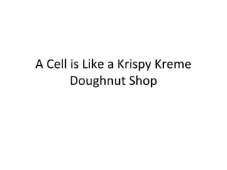 A Cell is Like a Krispy Kreme 
Doughnut Shop 
 