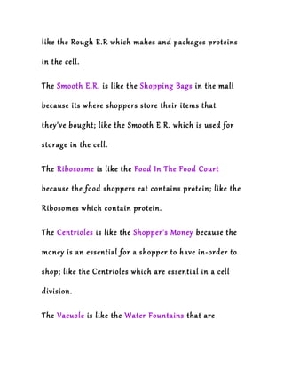 A cell is like a shopping mall (animal cell)