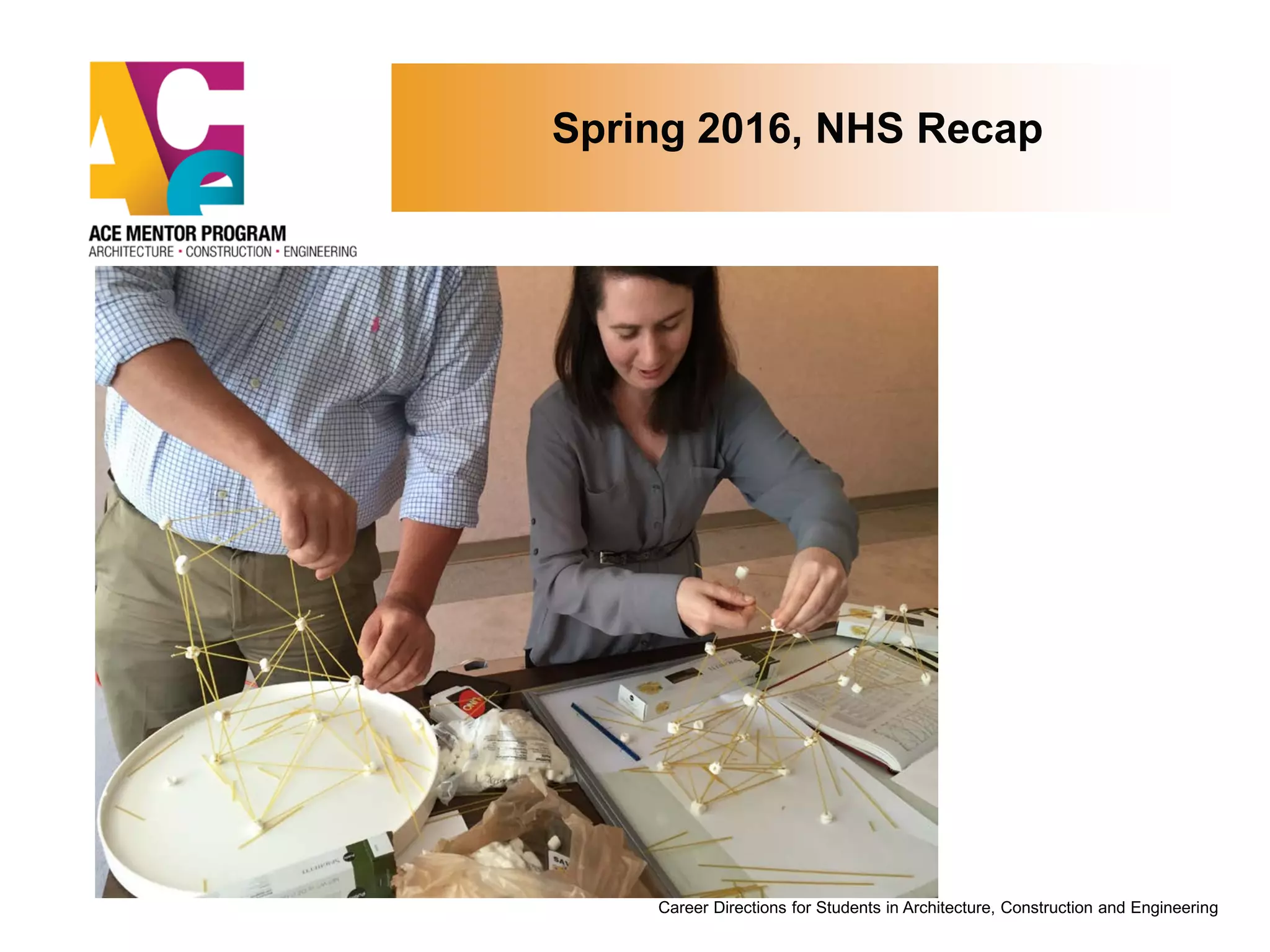 Spring 2016, NHS Recap
Career Directions for Students in Architecture, Construction and Engineering
 