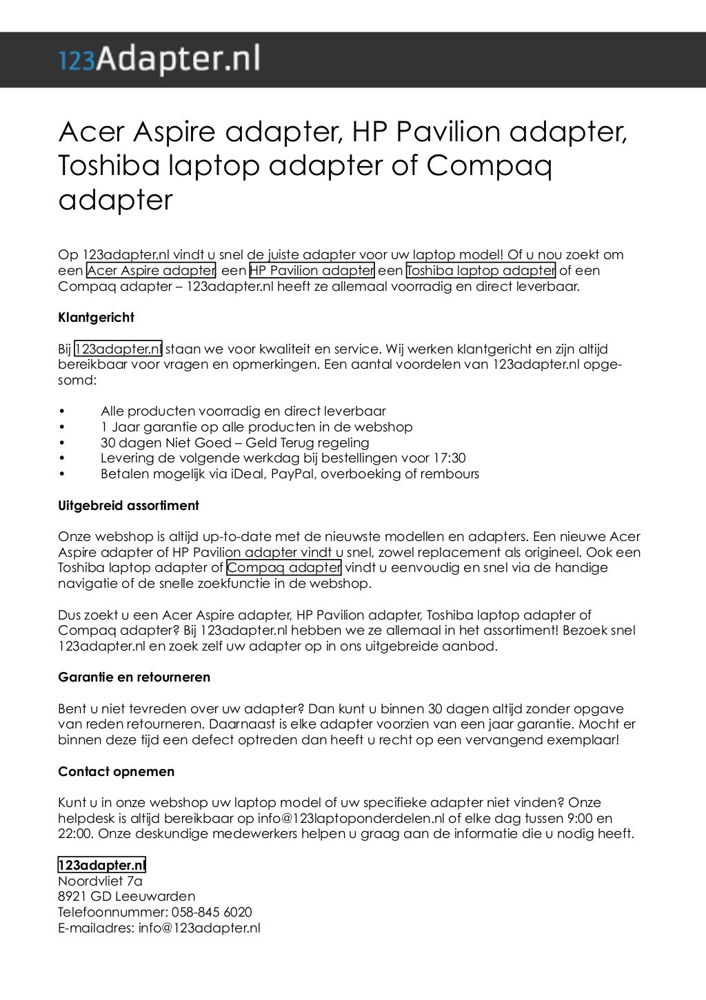 Toshiba Laptop Adapter