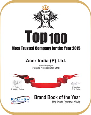 Most Trusted Company 2015 : Acer India