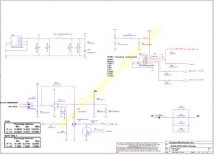 w
w
w
.
R
a
h
a
s
i
a
L
a
p
t
o
p
.
c
o
m
A
A
B
B
C
C
D
D
1 1
2 2
3 3
4 4
BATT+
BATT_TEMP
BATT++
P1
PACIN
PRG++
VIN+
BATT_TEMP <32>
SMB_EC_CK1 <32,33,38>
SMB_EC_DA1 <32,33,38>
ACON
<40>
MAINPWRON
20,41,44>
PACIN <40>
P1
VIN
BATT++
BATT+
+3VALWP
B+
VL
+5VALWP
VS
VL
B+
VIN
Title
Size Document Number Rev
Date: Sheet of
LA-2362 1
DCIN & DETECTOR & Precharge
39 52
Friday, March 11, 2005
Compal Electronics, Inc.
THIS SHEET OF ENGINEERING DRAWING IS THE PROPRIETARY PROPERTY
OF COMPAL ELECTRONICS, INC. AND CONTAINS CONFIDENTIAL AND TRADE
CUSTODY OF THE COMPETENT DIVISION OF R&D DEPARTMENT EXCEPT AS
AUTHORIZED BY COMPAL ELECTRONICS, INC. NEITHER THIS SHEET NOR
THE INFORMATION IT CONTAINS MAY BE USED BY OR DISCLOSED TO ANY
INC.
SECRET INFORMATION. THIS SHEET MAY NOT BE
TRANSFERRED FROM THE
THIRD PARTY WITHOUT PRIOR WRITTEN CONSENT OF COMPAL ELECTRONICS,
SMART
Battery:
1.BAT+
2.ID
3.B/I
4.TS
5.SMD
6.SMC
7.GND
PJPB1 battery connector
B
Precharge detector
Min. typ. Max.
H-->L 14.589V 14.84V 15.243V
L-->H 15.562V 15.97V 16.388V
ACIN
Precharge detector
Min. typ. Max.
H-->L 6.138V 6.214V 6.359V
L-->H 7.196V 7.349V 7.505V
BATT ONLY
PL1
FBM-L18-453215-900LMA90T_1812
1 2
PD30
RLZ24B_LL34
1
2
PC4
560P_0402_50V7K
1
2
PC10
1000P_0402_50V7K
1
2
PR22
100_0402_5%
1 2
PL2
HCB4532K-800T90_1812
1 2
1
2
G
G
3
PJPD1
SINGA_2DC-S756B200
PC12
1000P_0402_50V7K
1
2
PC7
0.01U_0402_25V7Z
1
2
PC8
1000P_0402_50V7K
1
2
PR25
100_0402_5%
1 2
PC1
560P_0402_50V7K
1
2
PJP1
SUYIN_200275MR007G113ZL
BATT+ 1
ID 2
B/I 3
TS 4
SMD 5
SMC 6
GND 7
G
8
G
9
PQ2
DTC115EUA_SC70
2
1
3
PR16
100K_0402_1%
1
2
PR10
1.5K_1206_5%
1 2
PD1
1N4148_SOD80
1
2
PR18
1K_0402_5%
1
2
PR14
2.2M_0402_5%
1
2
PR12
1.5K_1206_5%
1 2
PR24
47K_0402_5%
1
2
PR17
499K_0402_1%
1
2
PR5
10_1206_5%
1
2
PR26
66.5K_0402_1%
1
2
PR15
1K_0402_5%
1 2
PC11
0.1U_0603_25V7K
1
2
PC3
12P_0402_50V8J
1
2
PR23
34K_0402_1%
1
2
PR19
191K_0402_1%
1
2
PD2
RB715F_SOT323
2
3
1
PC2
12P_0402_50V8J
1
2
G
D
S
PQ1
RHU002N06_SOT323
2
1
3
PU1A
LM393M_SO8
+ 3
- 2
O
1
P
8
G
4
PR11
1.5K_1206_5%
1 2
PR13
1.5K_1206_5%
1 2
PR21
25.5K_0402_1%
1 2
PR20
499K_0402_1%
1
2
 