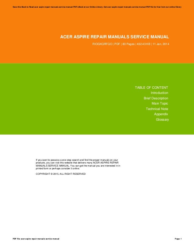 Service Manual Aspire Service Manual Aspire