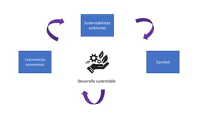 Crecimiento
económico
Sustentabilidad
ambiental
Equidad
Desarrollo sustentable
 