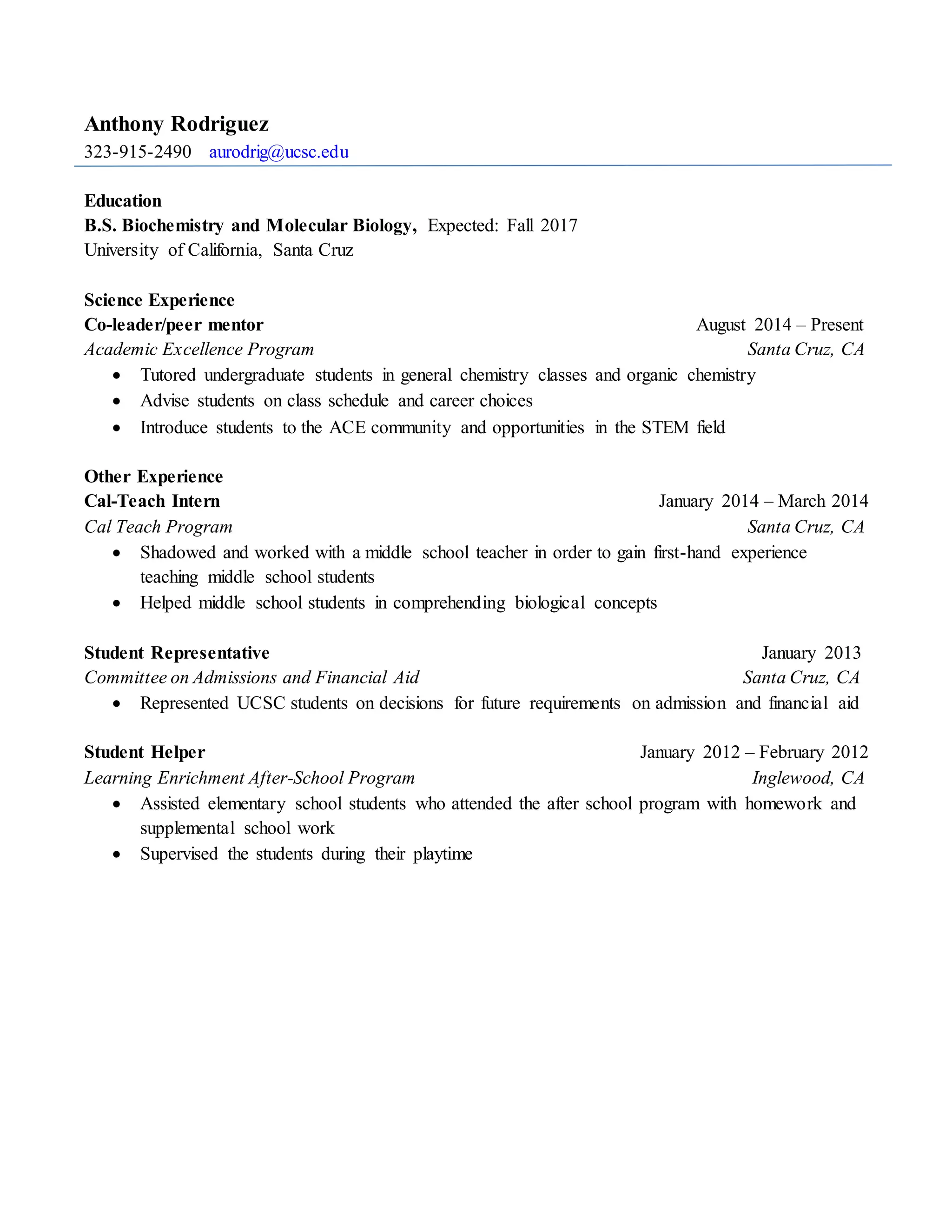 UCSC Academic Resume PDF