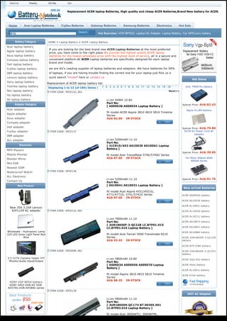 About Us          Shipping    Site Map       Cart



                                               Replacement ACER laptop Batteries, High quality and cheap ACER Batteries,Brand New battery for ACER.




 Home           Acer Laptop Batteries      Fujitsu Batteries    Gateway Batteries        Samsung Batteries         Electronics     Hot Sale

  BPS8                                                                Hot Searches :VGP-BPS22, Laptop AC Adapter, Laptop Battery, Car GPS,sony battery

      Battery Category          HOME > Laptop Battery > ACER Laptop Battery
Acer laptop battery
                                 If you are looking for the best brand new ACER Laptop Batteries at the most preferred
Apple laptop battery
                                 price, you have come to the right place.We provide the highest quality ACER laptop
Asus laptop battery              batteries for the lowest wholesale price with the highest level of service, all in a secure and
Compaq laptop battery            convenient platform.All ACER Laptop batteries are specifically designed for each laptop
                                 brand and model.
Dell laptop battery
Fujitsu laptop battery           we are AU's Leading supplier of laptop batteries and adapters. We have batteries for 99%
IBM laptop battery               of laptops, if you are having trouble finding the correct one for your laptop just flick us a
Lenovo laptop battery            quick search "model" here or contact us
                                                                                                                                              Hot Items
Sony laptop battery
                                Replacement of ACER laptop battery list:
Toshiba laptop battery           Displaying 1 to 12 (of 184) Items |   1 2 3 4 5 6 7 8 9 10 11 12 13 14 15 16                          Acer TM00741 battery
Nec laptop battery                ITEM CODE: EPCE142_001                                                                    Next>>
Hp laptop battery
All laptop battery                                                           Li-ion 94WH 10.8V
                                                                             Part No:
      Adapter Gategory                                                                                                               Special Price: AU$:82.43
                                                                             [ AS09D36 AS09D34 Laptop Battery ]
Acer adapter                                                                                                                            Apple A1189 battery
                                                                             fit model:ACER Aspire 3810 4810 5810 Timeline
Apple adapter
                                                                             Series
Asus adapter                                                                 AU$ 82.00    IN STOCK
Compaq adapter
Dell adapter                                                                                                                         Special Price: AU$:79.80
Fujitsu adapter                   ITEM CODE: EPCE137                                                                                  ACER AC Power Cord AC
                                                                                                                                               adapter
IBM adapter
ALL adapter                                                                  Li-ion 5200mAH 11.1V
                                                                             Part No:
             Electronic                                                      [ 31CR19/652 AS10D3E AS10D61 Laptop
MP4 Players                                                                  Battery ]
                                                                                                                                     Special Price: AU$:30.85
Mobile Phones                                                                fit model:Acer TravelMate 5740/5740G Series
Monitor Mirror                                                               AU$ 87.00    IN STOCK                                     For Mitac MiNote 8060
                                                                                                                                           8060B Series
Mini DVR
Newest GSM
Waterproof Watch                  ITEM CODE: EPCE136

ALL Electronic
                                                                             Li-ion 5200mAH 11.1V                                    Special Price: AU$:91.76
Contact Us
                                                                             Part No:
         New Product                                                         [ AS10D41 AS10D31 Laptop Battery ]
                                                                                                                                      New arrival Batteries
                                                                             fit model:Acer Aspire 4551/4551G,
                                                                             4771/4771G, 5741/5741G Series                           ACER AS09D56 battery
                                                                             AU$ 87.00    IN STOCK
                                                                                                                                     ACER AS10D3E battery

                                                                                                                                     ACER AL10B31 battery
  New 20V 3.25A Lenovo
   92P1159 AC adapter             ITEM CODE: EPCE132_001                                                                             ACER AL10D56 battery

                                                                                                                                     ACER AL10C31 battery
                                                                             Li-ion 7800mAh 11.1V
                                                                             Part No:                                                ACER AS10B75 battery
                                                                             [ 3UR18650F-3-QC228 LC.BTP01.015
                                                                                                                                     ACER AS10B41 battery
                                                                             LC.BTP01.016 Laptop Battery ]
Wholesale - Hydroponic Lamp                                                                                                          ACER AS10B6E battery
225 LED Grow Light Panel Red                                                 fit model:Acer Ferrari 5000 Travelmate 8210
            Blue                                                             Series                                                  ACER 3UR18650F-3-QC228
                                                                             AU$ 93.45    IN STOCK                                   battery

                                                                                                                                     ACER BTP-CIBP battery

                                  ITEM CODE: EPCE090_001                                                                             ACER 3UR18650F-2-QC252
                                                                                                                                     battery
3.5 CCTV Camera Tester TFT                                                   Li-ion 5800mAh 10.8V                                    ACER SQU-501 battery
 Monitor,Audio Input/Output                                                  Part No:
                                                                             [ AS09D34 AS09D56 AS09D70 Laptop                        ACER 94wh battery
                                                                             Battery ]
                                                                                                                                     ACER AL10A31 battery
                                                                             fit model:Aspire 3810 4810 5810 Timeline                ACER 67wh battery
                                                                             Series
                                                                             AU$ 68.25    IN STOCK
  SONY VGP-BPS4 battery
 SONY VAIO VGN-AX VGN-
AX570G VGN-AX580G series
                                  ITEM CODE: EPCE130
                                                                                                                                        HOT AC Adapter
                                                                             Li-ion 4800mAh 11.1V
                                                                             Part No:
                                                                             [ 3UR18650H-QC174 BT.00305.001
                                                                             LC.BTP03.010 Laptop Battery ]

                                                                             fit model:Acer 3000WTCi, 3000WTMi,
 