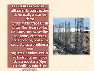 Barra de acero helicoidal se utiliza para la fortificación y el reforzar rocas, taludes y suelos a manera de perno de fijación.