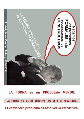 un PROBLEMA MENOR.
ma es resolver la estructura.
bjetivo, es solo el resultado.
LA FORMA es un
El verdadero problema es
La forma no es el objetiv
 