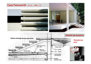 Casa Fansworth U.S.A., 1946 / 51
Detalle de escalera
Plataforma
piso
 