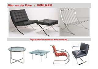 Mies van der Rohe / MOBILIARIO
Expresión de elementos estructurales.
 