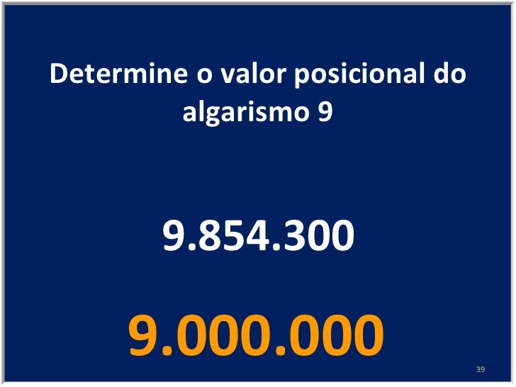 Qual é O Valor Posicional Do Algarismo 9