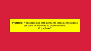 Problema: A aplicação não está atendendo todas as requisições
por conta de limitação do processamento.
O que fazer?
 