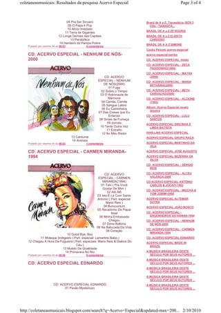 coletaneasmusicais: Resultados da pesquisa Acervo Especial                                                  Page 3 of 4



                                   08 Pra Ser Sincero                              Brasil de A a Z: Tianastácia- BOX 3
                                    09 O Papa é Pop                                  CDs - TIANASTÁ...
                                   10 Alívio Imediato
                                                                                   BRASIL DE A a Z ZÉ RODRIX
                                  11 Terra de Gigantes
                             12 Longe Demais das Capitais                          BRASIL DE A a Z ELIZETH
                                     13 Parabólica                                   CARDOSO
                              14 Herdeiro da Pampa Pobre                           BRASIL DE A A Z SIMONE
    Postado por cesinha 24 às 06:03            0 comentários
                                                                                   Cauby Peixoto acervo especial
    CD: ACERVO ESPECIAL - NENHUM DE NÓS-                                           acervo especial samba
    2000                                                                           CD: ACERVO ESPECIAL -lobão
                                                                                   CD: ACERVO ESPECIAL - ZECA
                                                                                     PAGODINHO(1994)
                                                                                   CD: ACERVO ESPECIAL - MAYSA
                                                             CD: ACERVO              (2000)
                                                        ESPECIAL - NENHUM          CD: ACERVO ESPECIAL - MARIA
                                                            DE NÓS(2000)             BETHÂNIA(2000)
                                                                01 Fuga
                                                          02 Sobre o Tempo         CD: ACERVO ESPECIAL - BETH
                                                          03 O Astronauta de         CARVALHO(2000)
                                                                Mármore            CD: ACERVO ESPECIAL - ALCIONE
                                                           04 Camila, Camila         (1993)
                                                           05 Sangue Latino
                                                                                   Album: Acervo Especial renato
                                                           06 Eu Caminhava
                                                                                     teixeira
                                                        07 Das Coisas que Eu
                                                                Entendo            CD: ACERVO ESPECIAL - LULU
                                                         08 Sinais de Fumaça         SANTOS
                                                               09 Jornais          ACERVO ESPECIAL DIRCINHA E
                                                          10 Tente Outra Vez         LINDA BATISTA
                                                              11 Extraño
                                                           12 Ao Meu Redor         IVAN LINS ACERVO ESPECIAL
                                      13 Cardume                                   ACERVO ESPECIAL GRUPO RAÇA
                                      14 Animais
    Postado por cesinha 24 às 06:02            1 comentários                       ACERVO ESPECIAL MARTINHO DA
                                                                                     VILA

    CD: ACERVO ESPECIAL - CARMEN MIRANDA-                                          ACERVO ESPECIAL JOSÉ AUGUSTO

    1994                                                                           ACERVO ESPECIAL BEZERRA DA
                                                                                     SILVA
                                                                                   CD: ACERVO ESPECIAL - SÉRGIO
                                                                                     REIS

                                                            CD: ACERVO             CD: ACERVO ESPECIAL - ALCEU
                                                        ESPECIAL - CARMEN            VALENÇA-2000
                                                           MIRANDA(1994)           CD ACERVO ESPECIAL ANTÔNIO
                                                          01 Tahi ( Pra Você         CARLOS & JOCAFI-1993
                                                           Gostar De Mim )
                                                                                   CD: ACERVO ESPECIAL - MIÚCHA &
                                                               02 Alô Alô            TOM JOBIM=2000
                                                       03 Isto É Lá Com Santo
                                                       Antonio ( Part. especial:   ACERVO ESPECIAL ALTEMAR
                                                             Mario Reis )            DUTRA
                                                            04 Burucuntum          ACERVO ESPECIAL JOÃO BOSCO
                                                       05 Recadinho De Papai
                                                                 Noel              CD: ACERVO ESPECIAL -
                                                         06 Minha Embaixada          ENGENHEIROS DO HAWAII-1994
                                                                Chegou             CD: ACERVO ESPECIAL - NENHUM
                                                           07 Dona Balbina           DE NÓS-2000
                                                       08 Na Batucada Da Vida
                                                                                   CD: ACERVO ESPECIAL - CARMEN
                                                              09 Coração
                                                                                     MIRANDA-1994
                             10 Good Bye, Boy
           11 Moleque Iindigesto ( Part. especial: Lamartine Babo )                CD: ACERVO ESPECIAL EDNARDO
    12 Chegou A Hora Da Fogueira ( Part. especiais: Mario Reis & Diabos Do         ACERVO ESPECIAL MADE IN
                                    Céu )                                            BRAZIL
                          13 Mulato De Qualidade
                            14 Primavera No Rio                                    A MÚSICA BRASILEIRA DESTE
    Postado por cesinha 24 às 05:59            0 comentários                         SÉCULO POR SEUS AUTORES ...
                                                                                   A MÚSICA BRASILEIRA DESTE
    CD: ACERVO ESPECIAL EDNARDO                                                      SÉCULO POR SEUS AUTORES ...
                                                                                   A MÚSICA BRASILEIRA DESTE
                                                                                     SÉCULO POR SEUS AUTORES ...
                                                                                   A MÚSICA BRASILEIRA DESTE
                                                                                     SÉCULO POR SEUS AUTORES ...
                         CD: ACERVO ESPECIAL EDNARDO                               A MÚSICA BRASILEIRA DESTE
                               01 Pavão Mysteriozo                                   SÉCULO POR SEUS AUTORES ...




http://coletaneasmusicais.blogspot.com/search?q=Acervo+Especial&updated-max=200... 2/10/2010
 