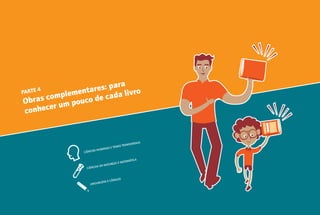 PARTE 4
Obras complementares: para
conhecer um pouco de cada livro
Ciências Humanas e Temas Transversais
Ciências da Natureza e Matemática
Linguagens e Códigos
 