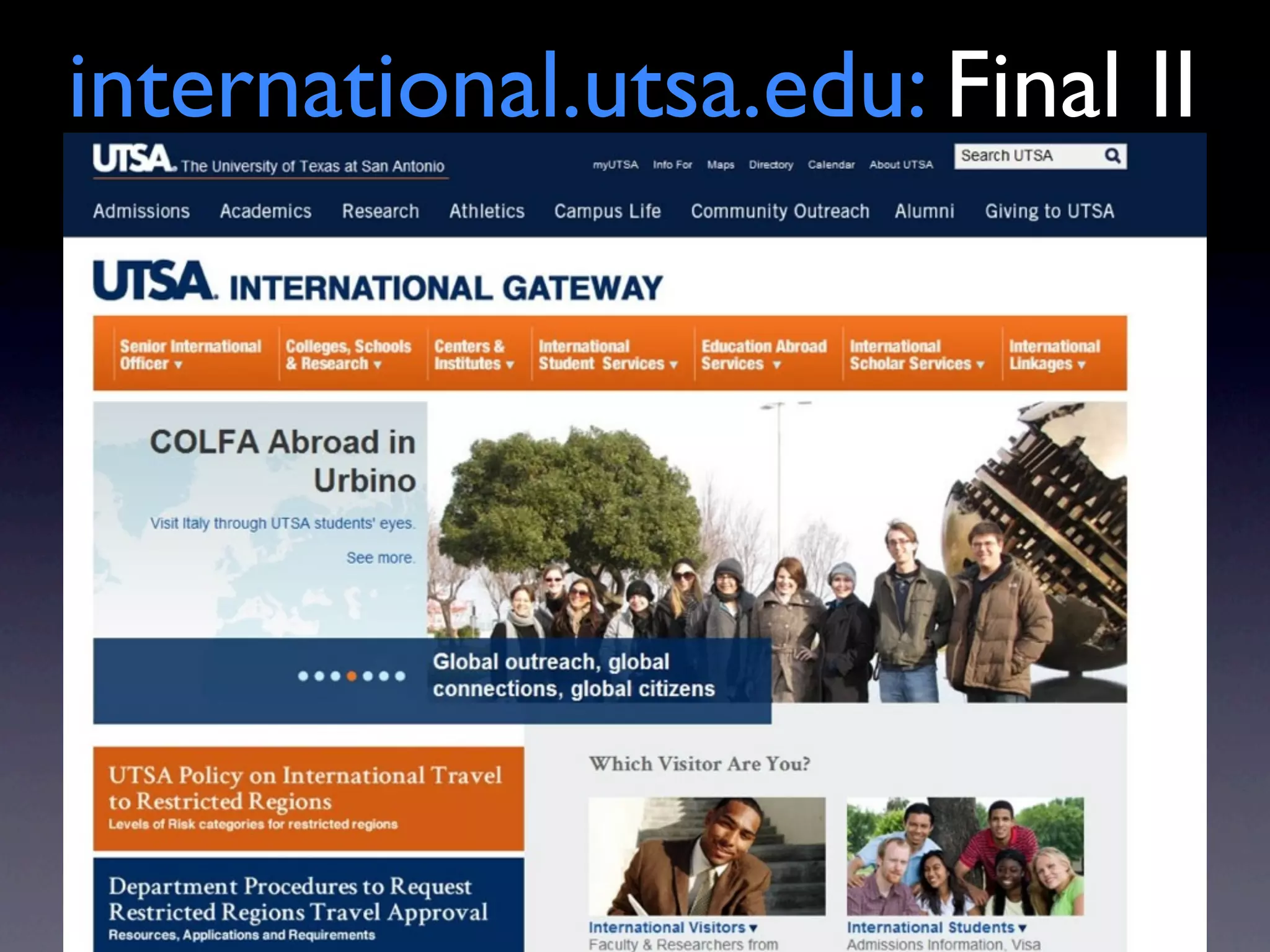 international.utsa.edu: Final II
 