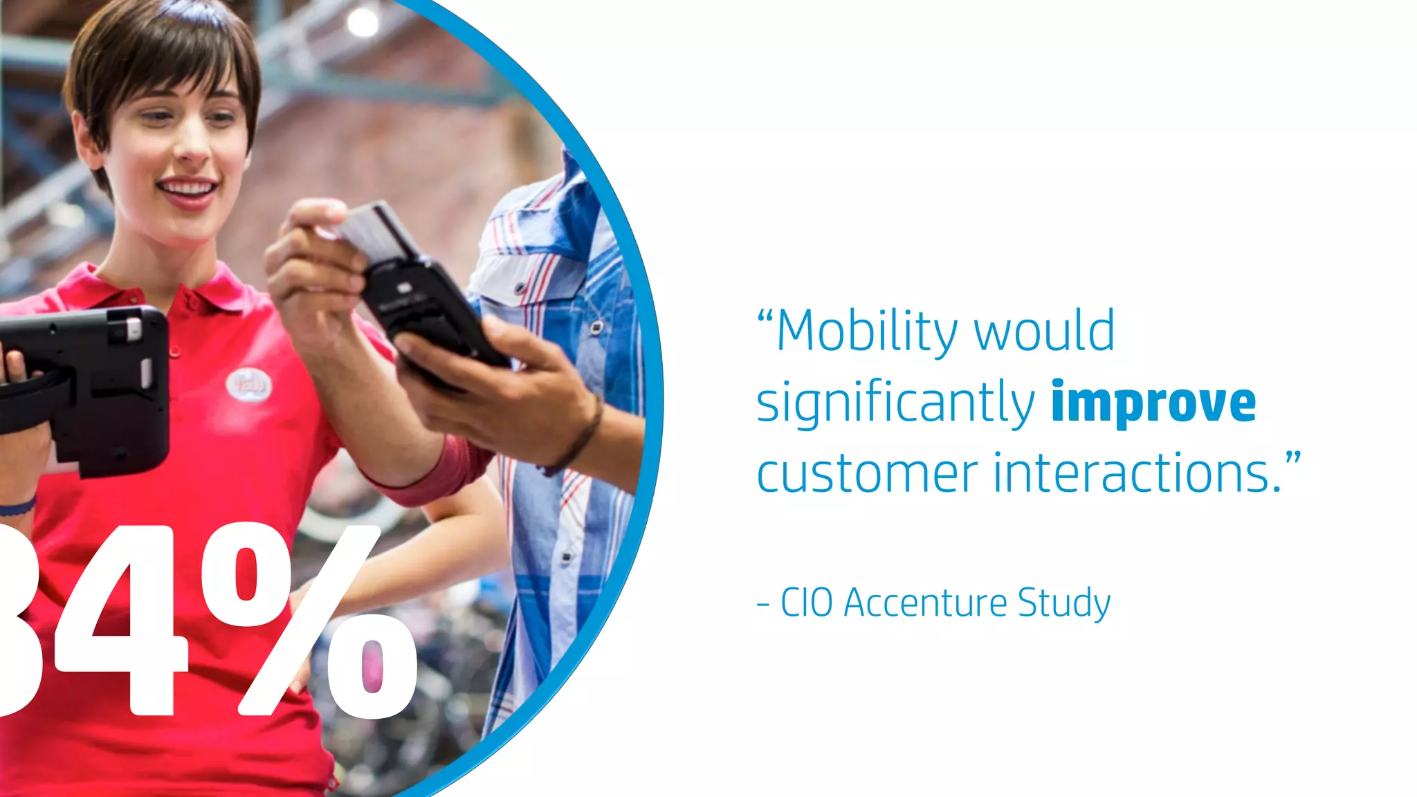 © Copyright 2015 Hewlett-Packard Development Company, L.P. The information contained herein is subject to change without notice.
“Mobility would
significantly improve
customer interactions.”
- CIO Accenture Study
84%
 