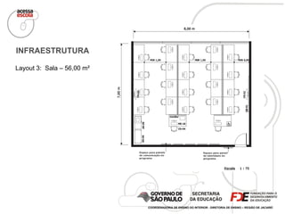 Layout 3:  Sala – 56,00 m² INFRAESTRUTURA COORDENADORIA DE ENSINO DO INTERIOR - DIRETORIA DE ENSINO – REGIÃO DE JACAREÍ 
