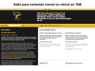 Salto para conteúdo visível ou visível ao TAB
 