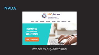 NVDA
nvaccess.org/download
 