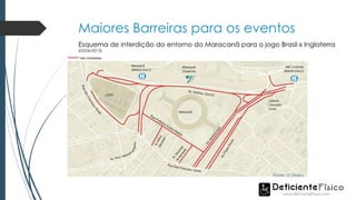 Maiores Barreiras para os eventos
Fonte: O Globo
Esquema de interdição do entorno do Maracanã para o jogo Brasil x Inglaterra
(02/06/2013)
 