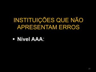 INSTITUIÇÕES QUE NÃO
APRESENTAM ERROS
 Nível AAA:
23
 