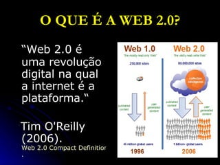 O QUE É A WEB 2.0? “ Web 2.0 é uma revolução digital na qual  a internet é a plataforma.“ Tim O'Reilly (2006).  Web 2.0 Compact Definition: Trying Again .  