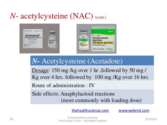 acetylcysteine dose paracetamol n overdose Acetaminophen poisoning