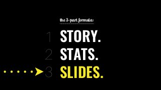 STORY.
STATS.
SLIDES.
the 3-part formula:
1
2
3
 