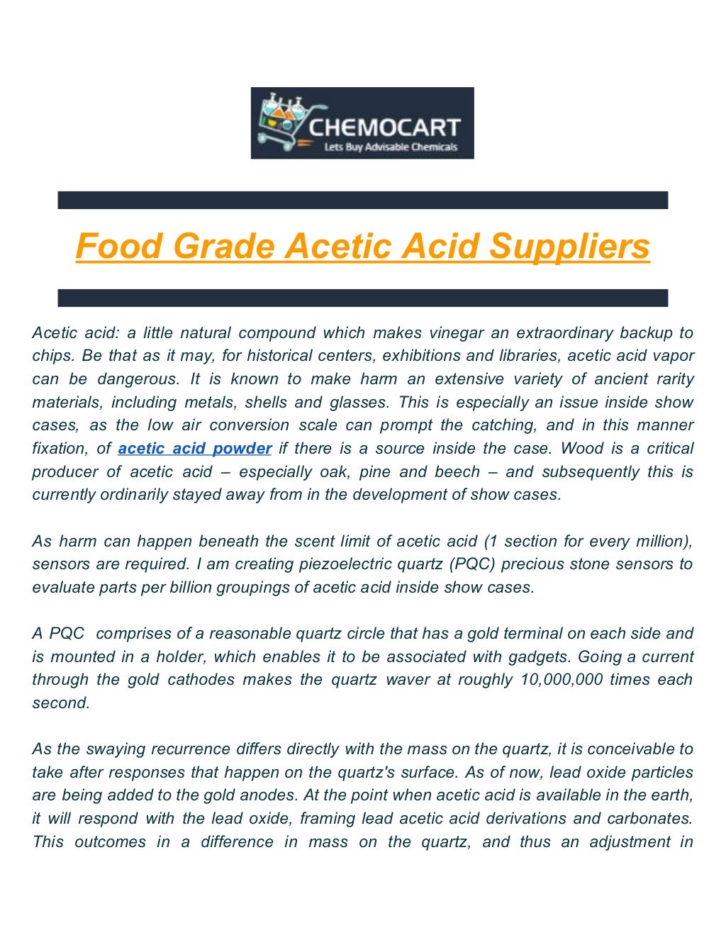 Acetic acid powder food grade