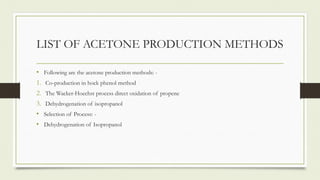 Hock Method Comprehensive Analysis of Acetone Production via Isopropanol ...