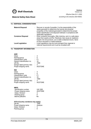 Acetone msds shell | PDF