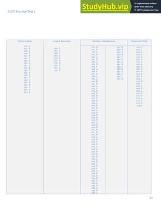 ACET Practice Test 1 ACET Practice Test Booklet | PDF