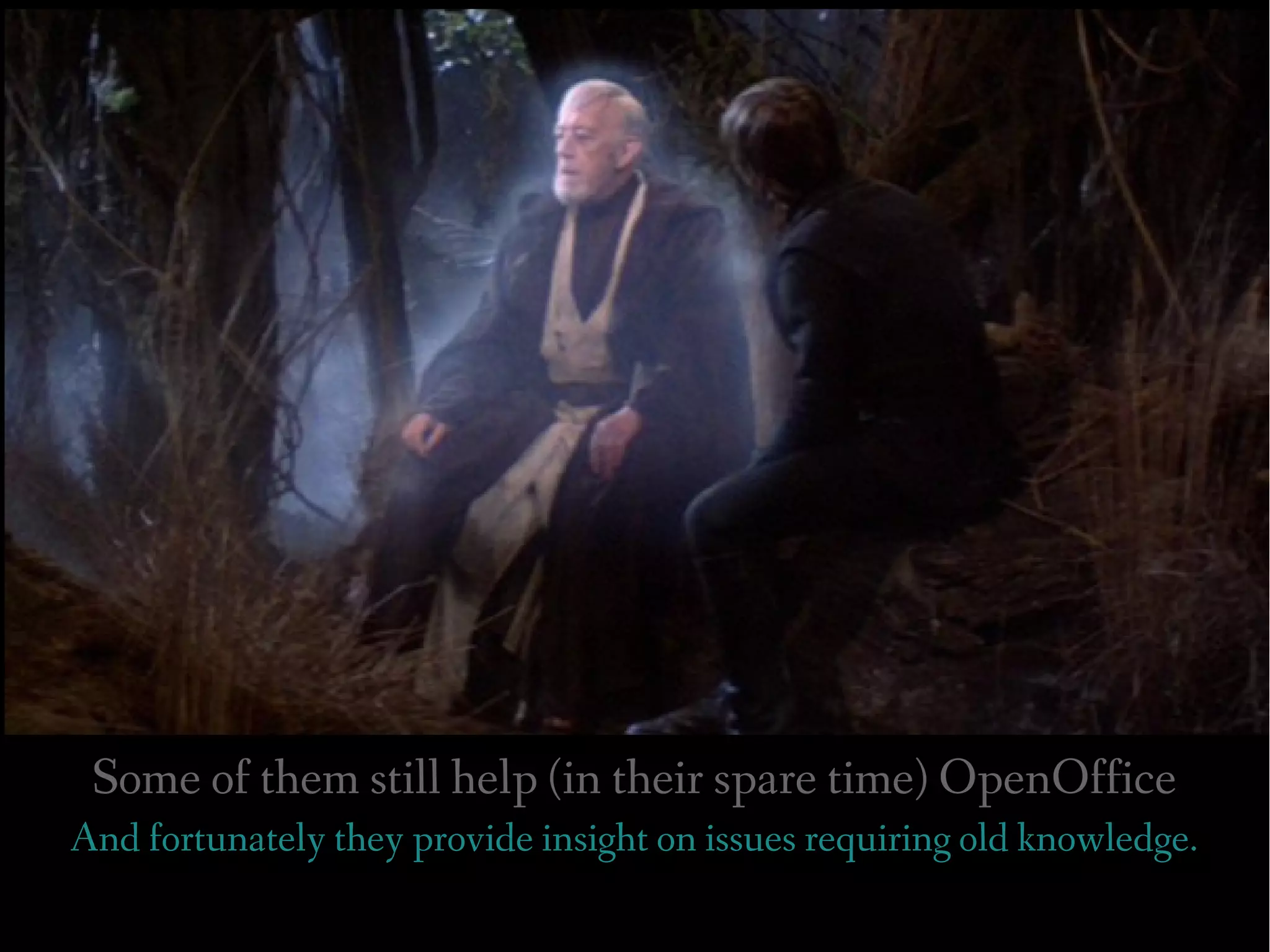 Some of them still help (in their spare time) OpenOffice
And fortunately they provide insight on issues requiring old knowledge.
 