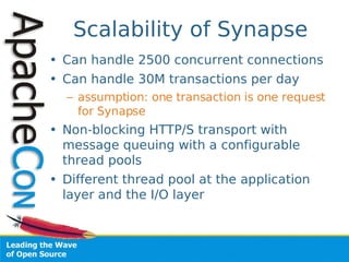 Availability of Synapse
• Availability can be achieved with the
  deployment
  – Two passive nodes with a given active nod...